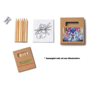 Set 6 matite colorate con tempera matite e blocchetto disegni - Quadrifoglio Print